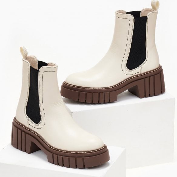 Botín Elástico Carola - Beige/Marrón