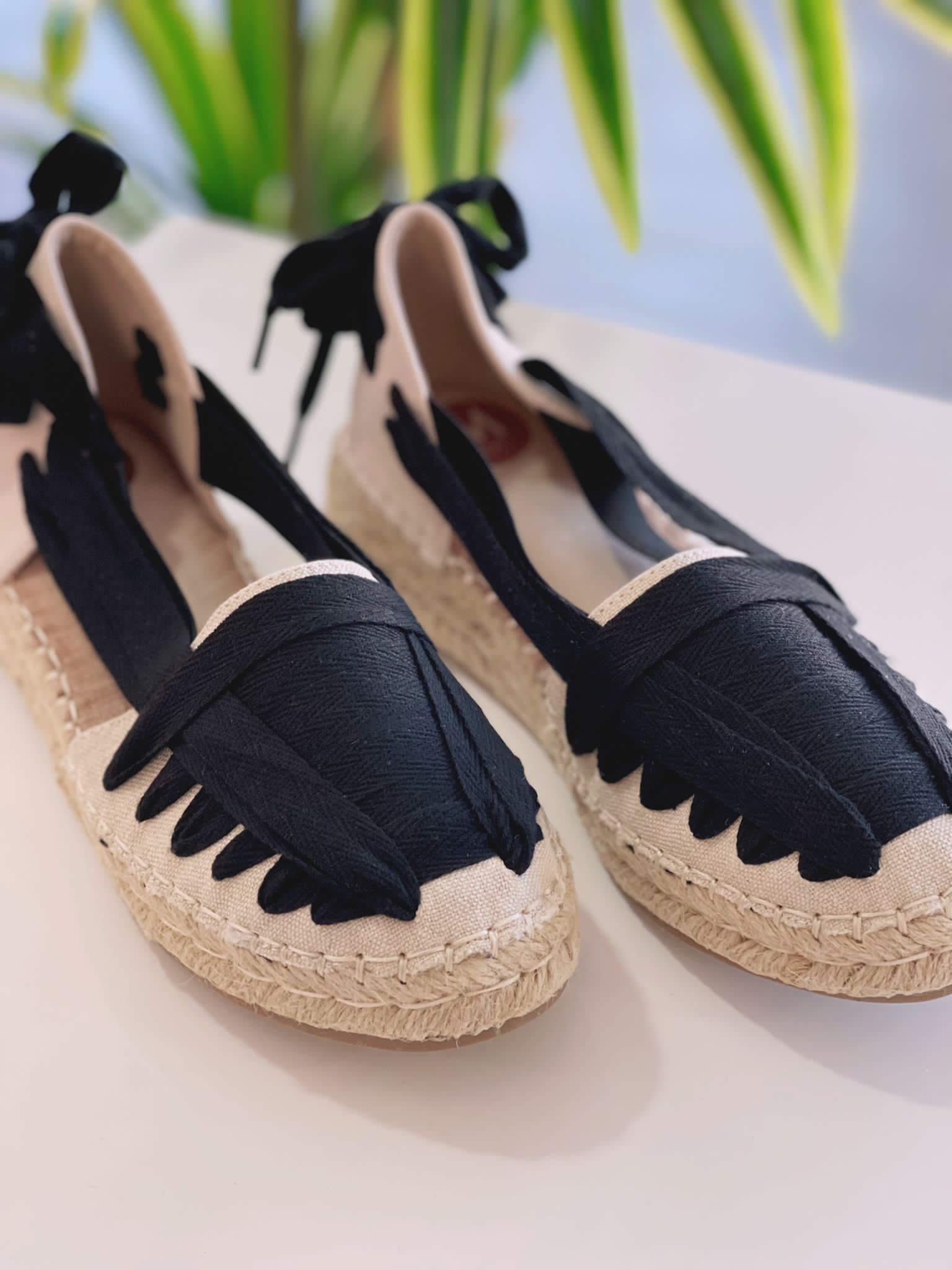 Alpargata Cintas Talón Polipiel - Beige / Negro - Imagen 3