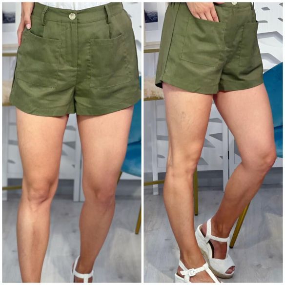 Pantalón Bolsillos Lino Verde