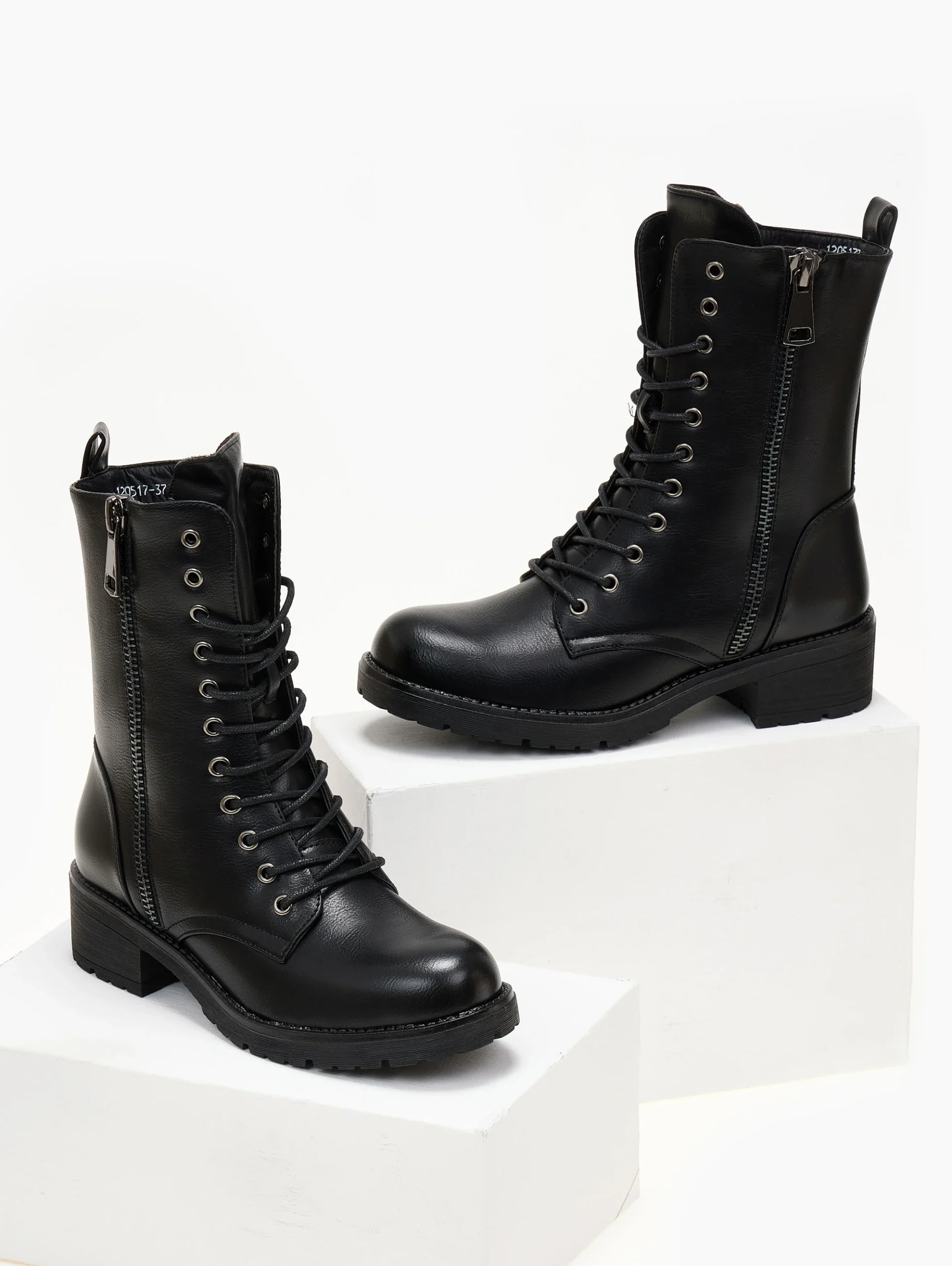 Bota Militar Doble Cremallera - Negro - Imagen 8