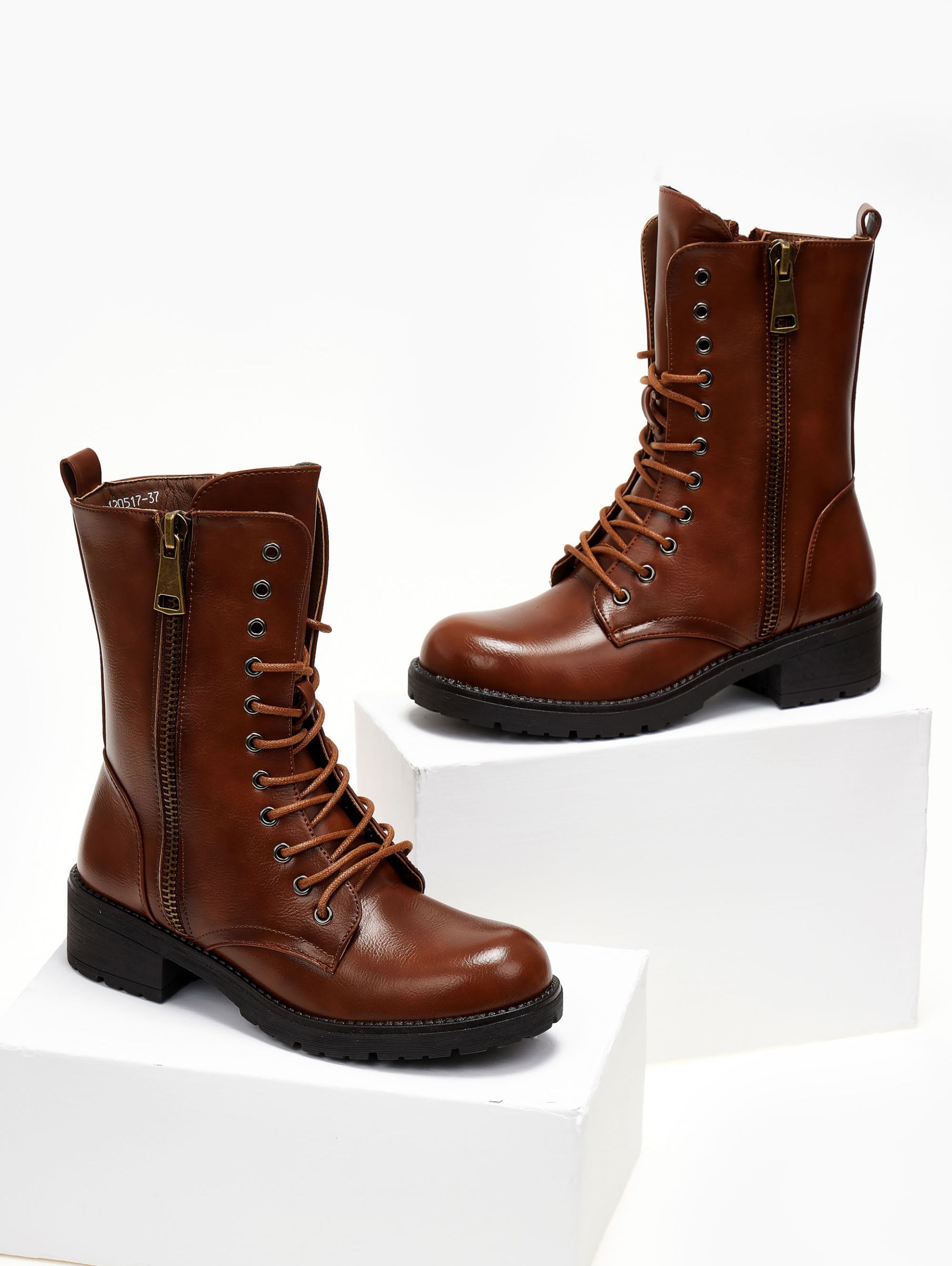 Bota Militar Doble Cremallera - Marrón - Imagen 5