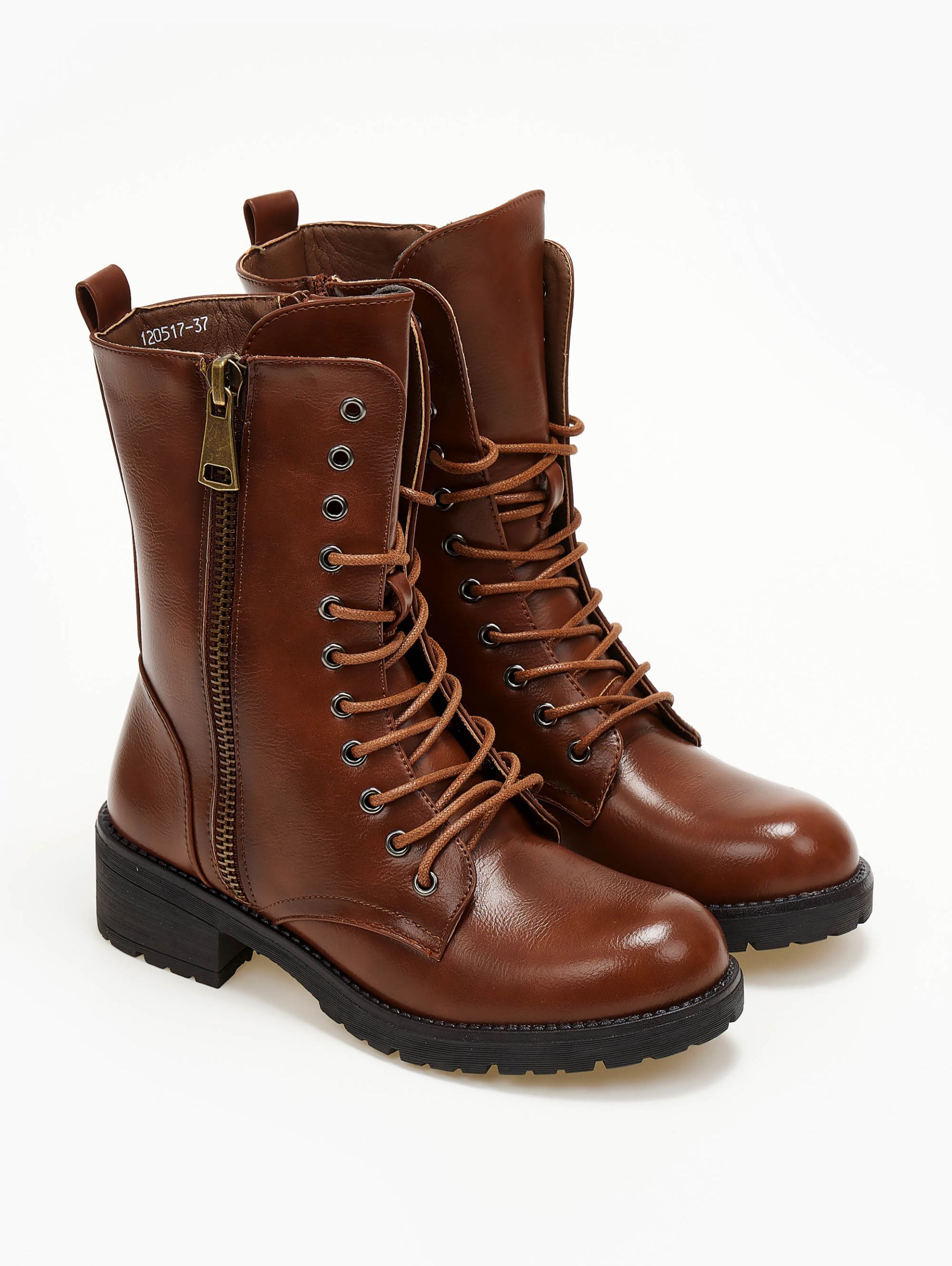 Bota Militar Doble Cremallera - Marrón - Imagen 3