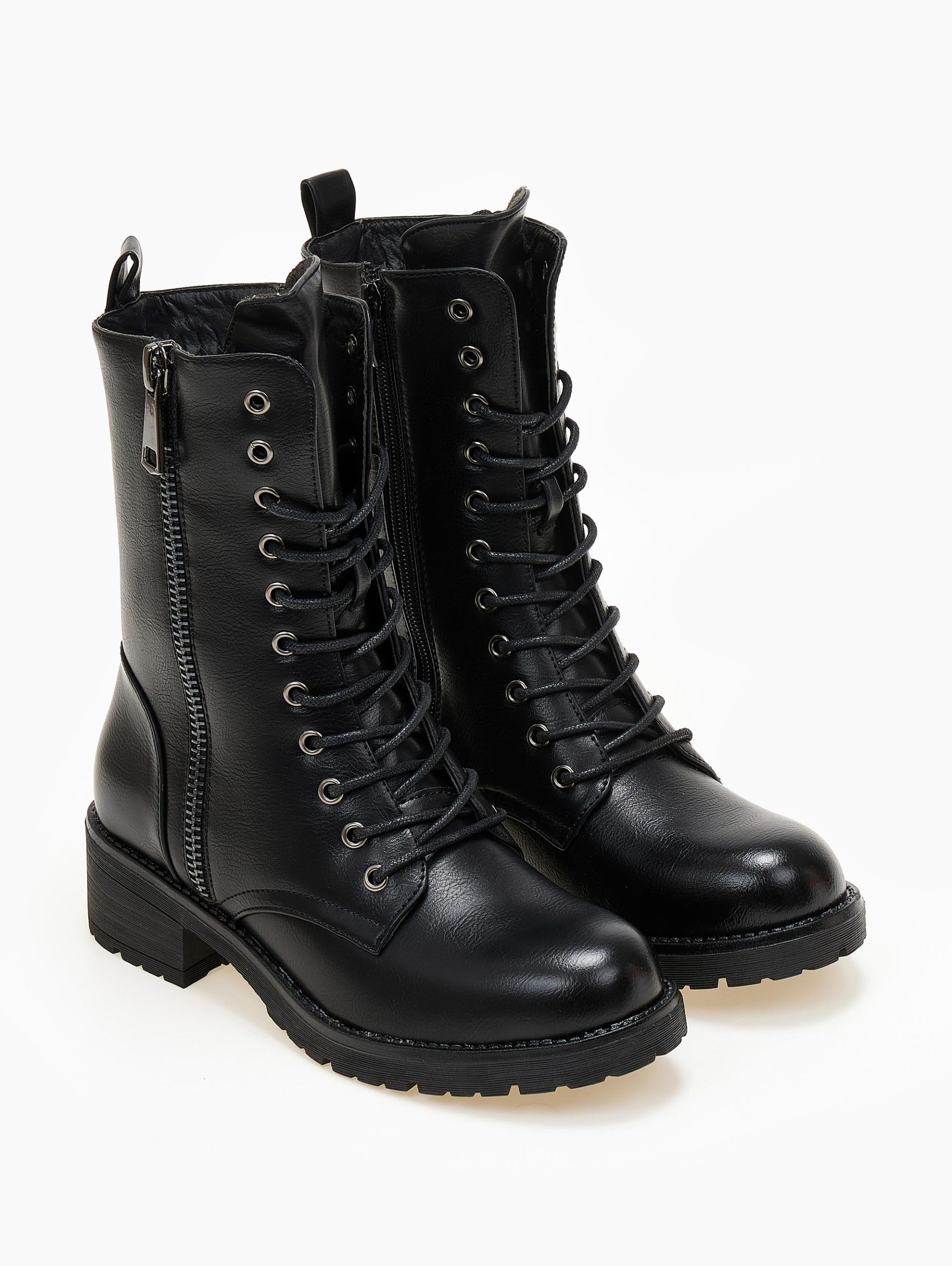 Bota Militar Doble Cremallera - Negro - Imagen 6