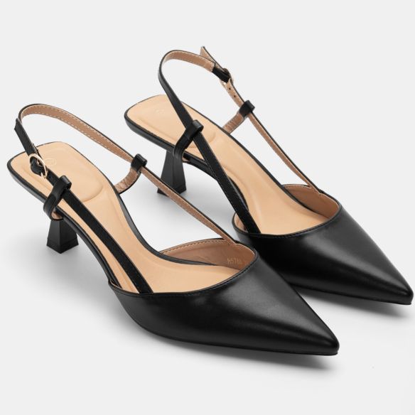 Zapato Salón Talón Abierto - Negro