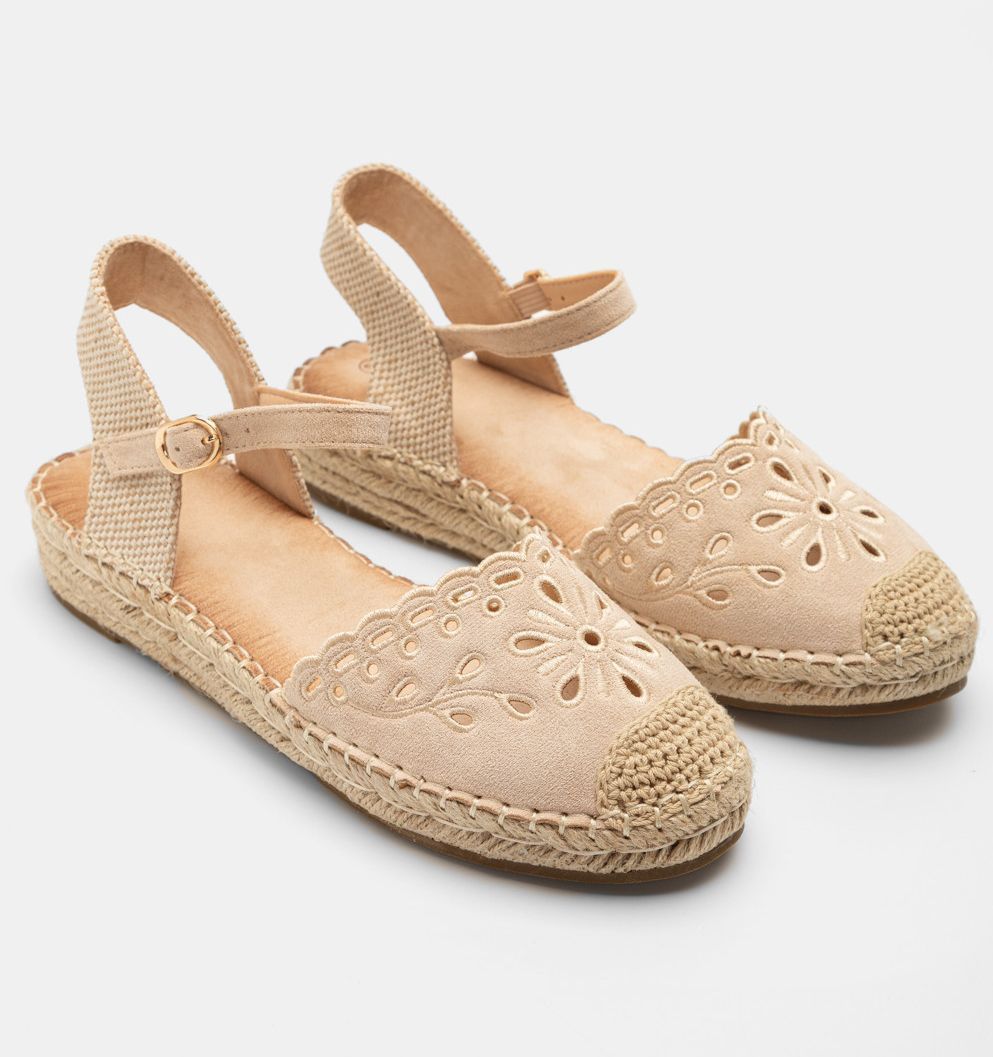 Alpargata Abierta Flores - Beige