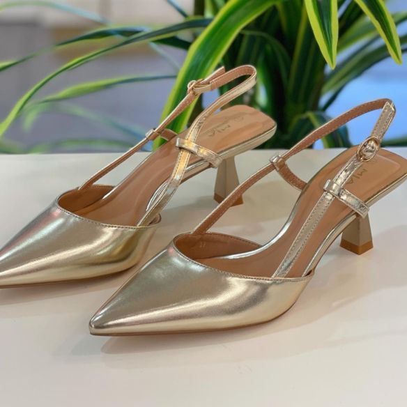 Zapato Salón Talón Abierto - Dorado