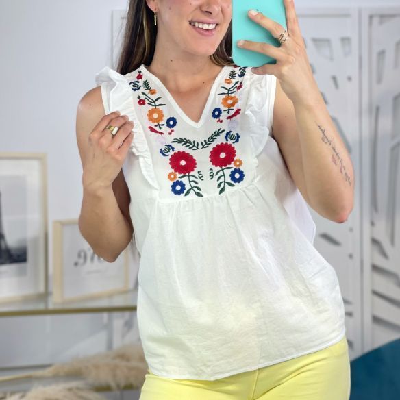 Blusa Bordado Flores