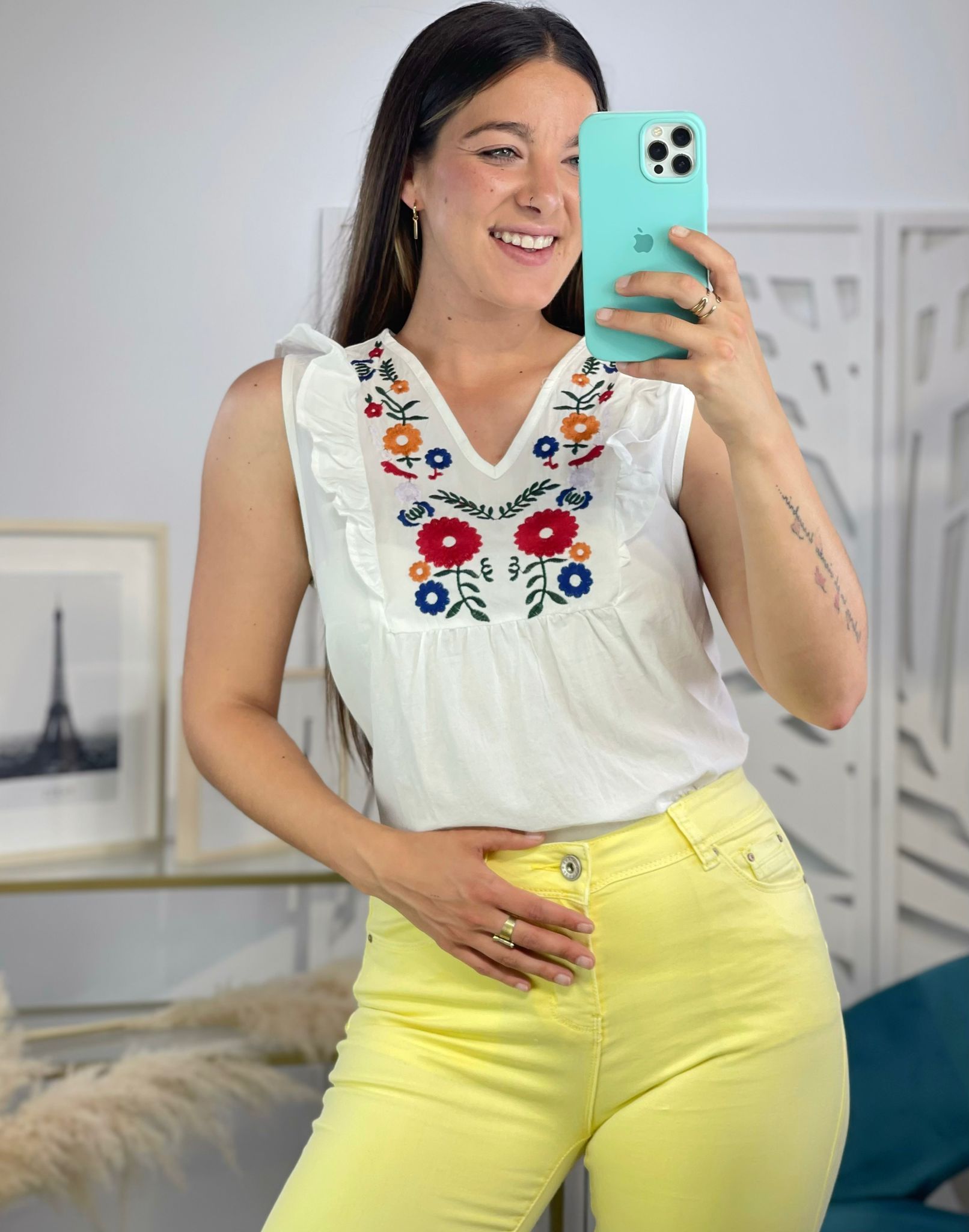 Blusa Bordado Flores - Imagen 2