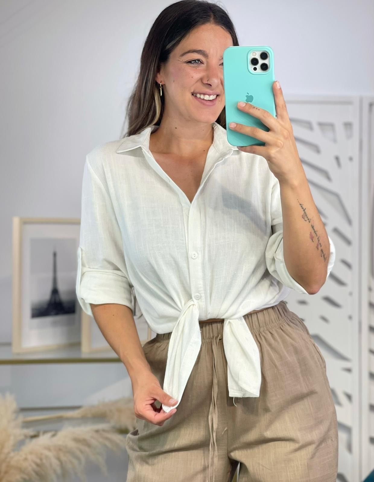 Camisa Lino Blanca - Imagen 2