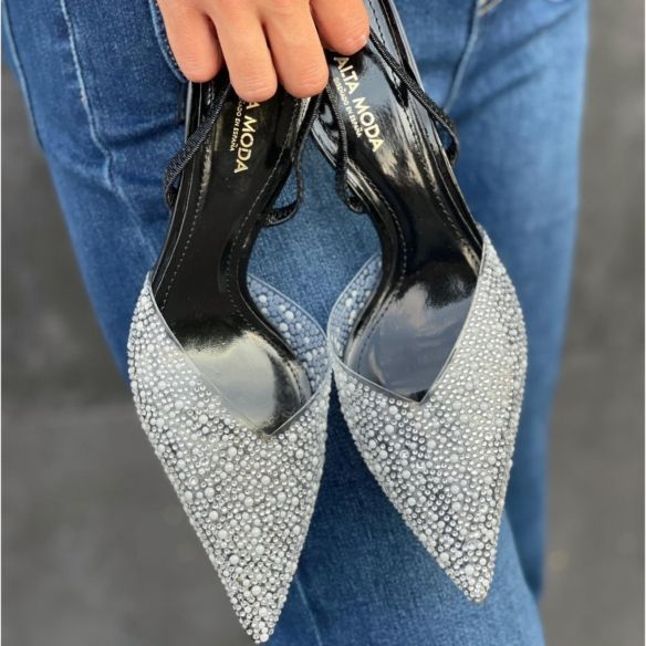 Zapato Transparente Brillos - Negro