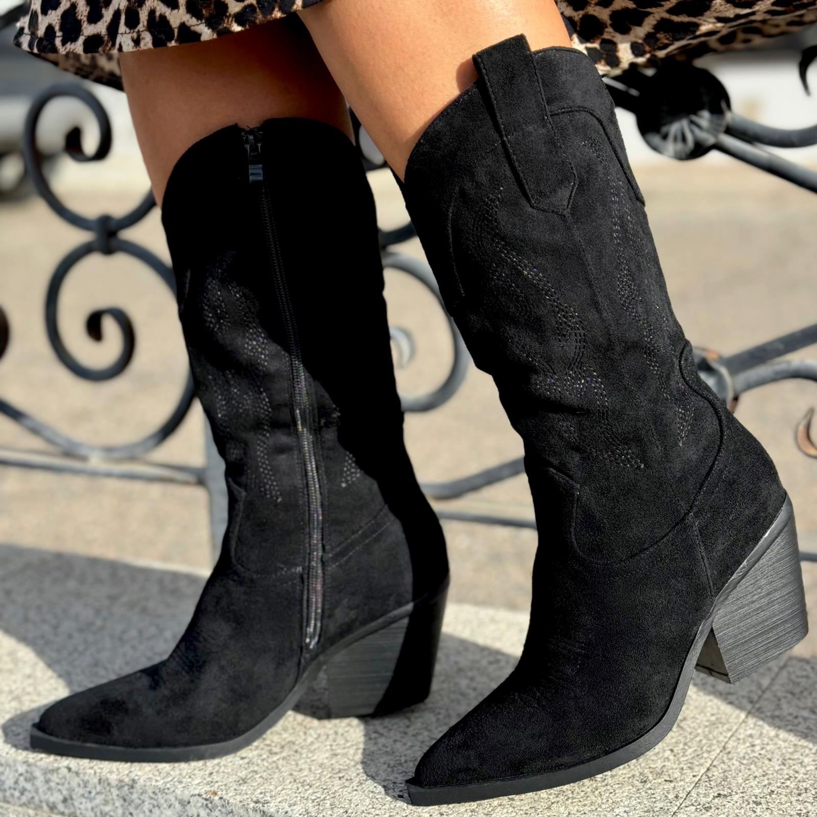 Bota Cowboy Anastasia - Negro
