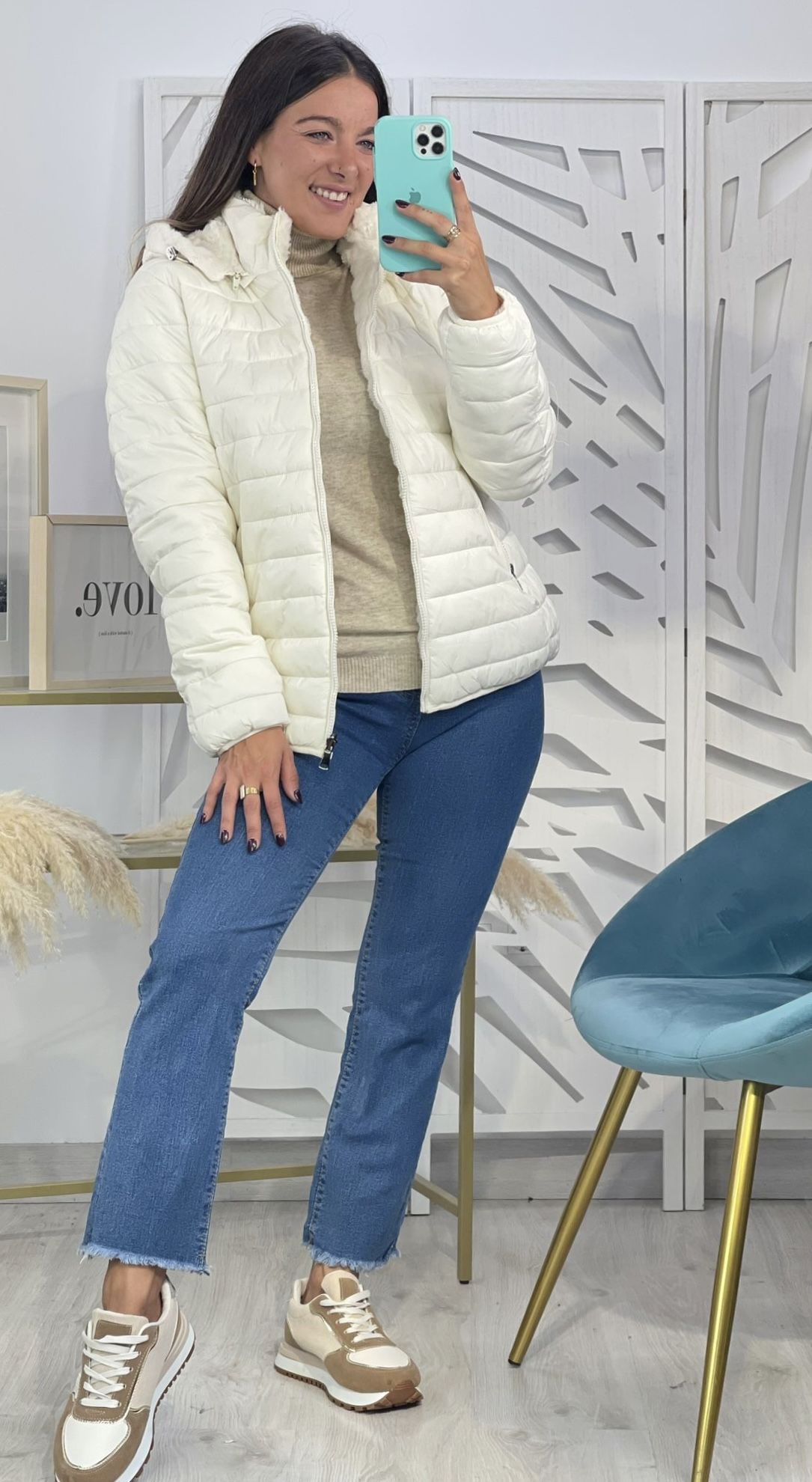 Abrigo Reversible Pelito - Blanco Roto - Imagen 2
