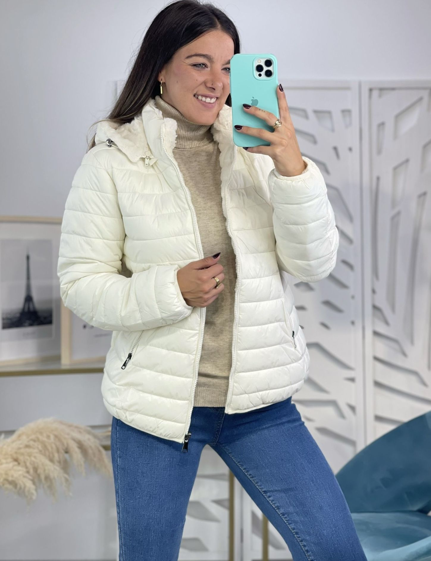 Abrigo Reversible Pelito - Blanco Roto - Imagen 3