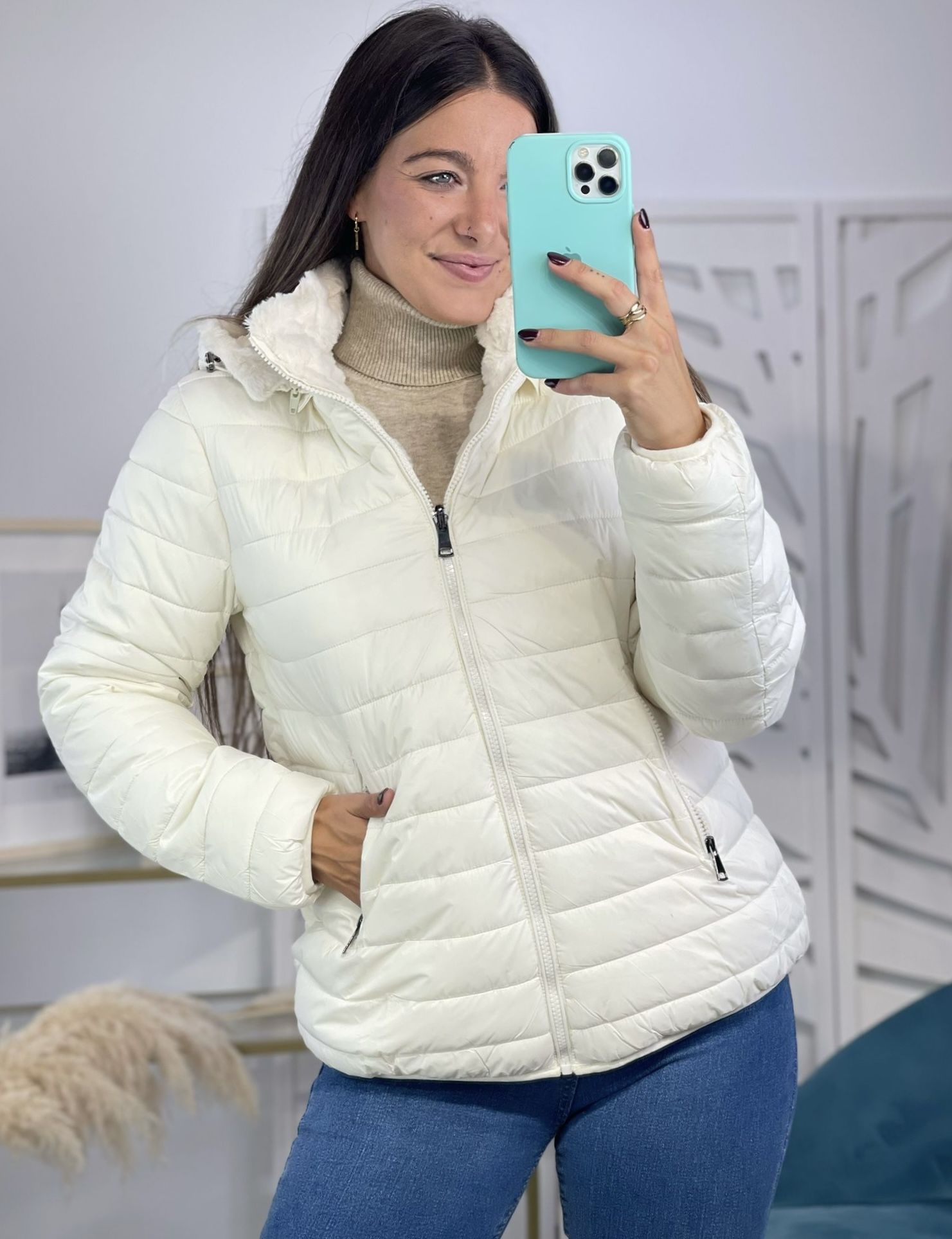 Abrigo Reversible Pelito - Blanco Roto - Imagen 4