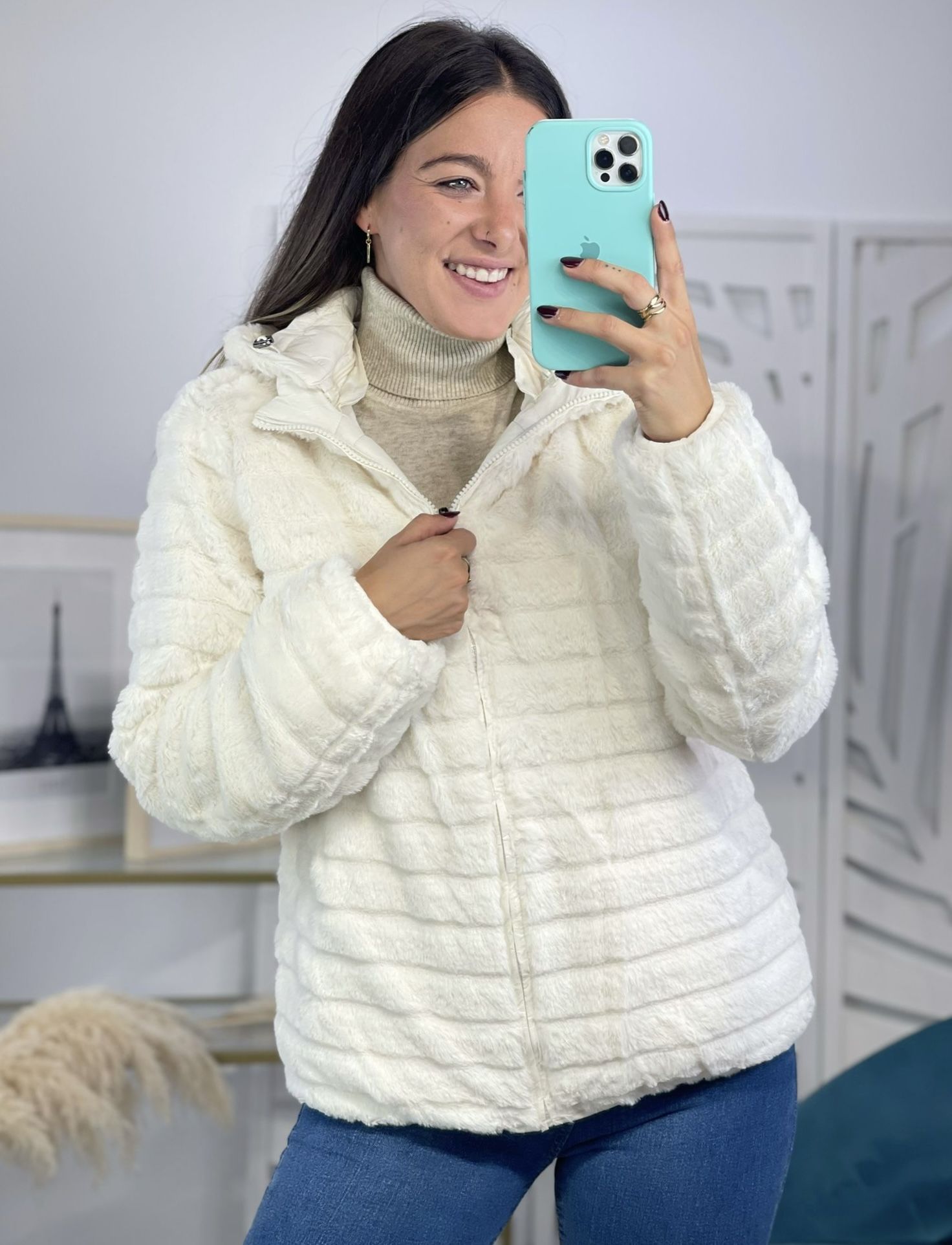 Abrigo Reversible Pelito - Blanco Roto - Imagen 5