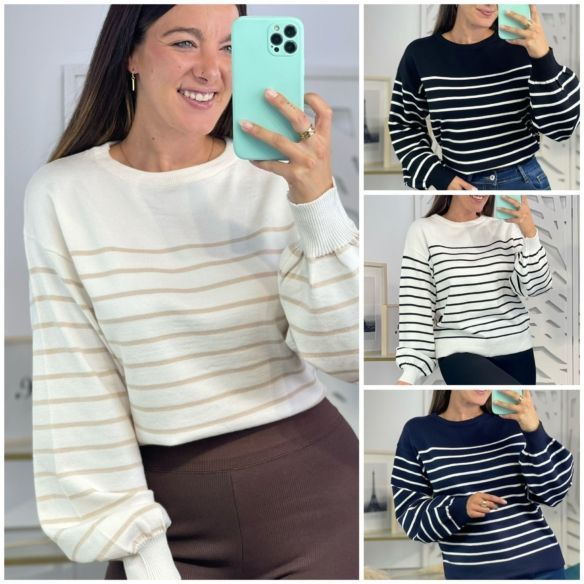 Jersey Rayas Botones Espalda