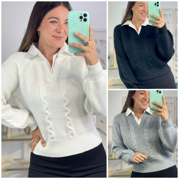 Jersey Cuello Camisa Pico
