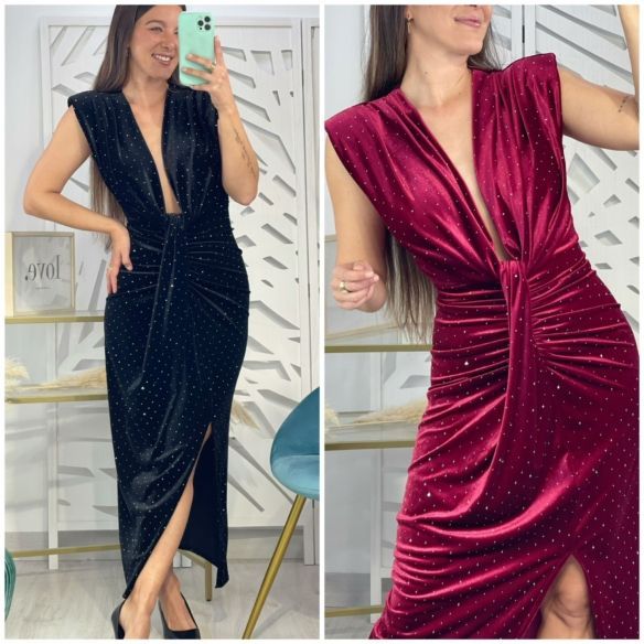 Vestido Terciopelo Largo Brillo