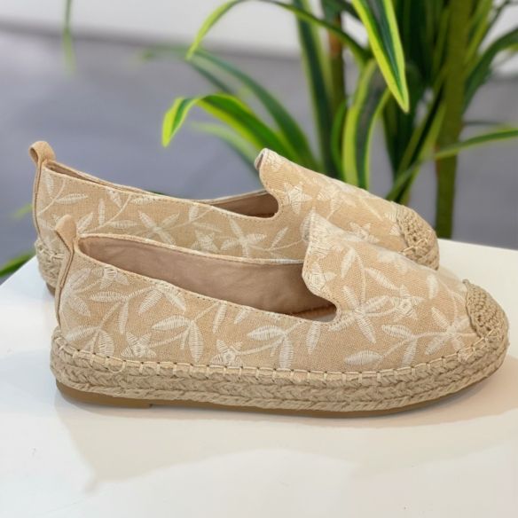 Alpargata Flores Bordadas - Beige