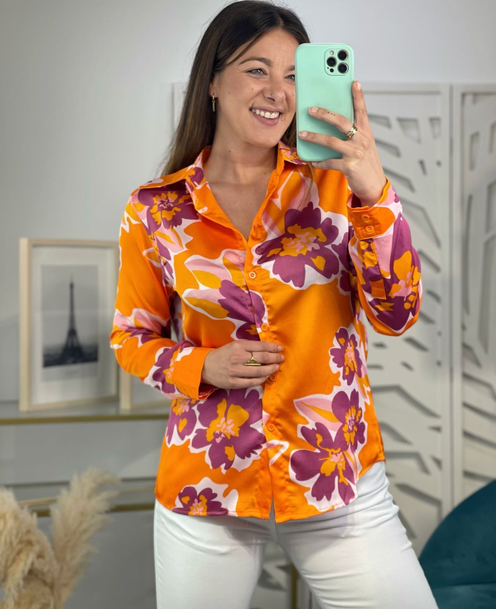 Camisa Estampada Naranja - Imagen 3