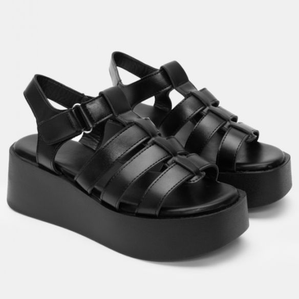 Sandalia Plataforma Romana - Negra