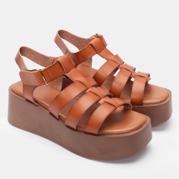 Sandalia Plataforma Romana - Camel