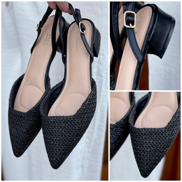 Zapato Rafia Puntera - Negro