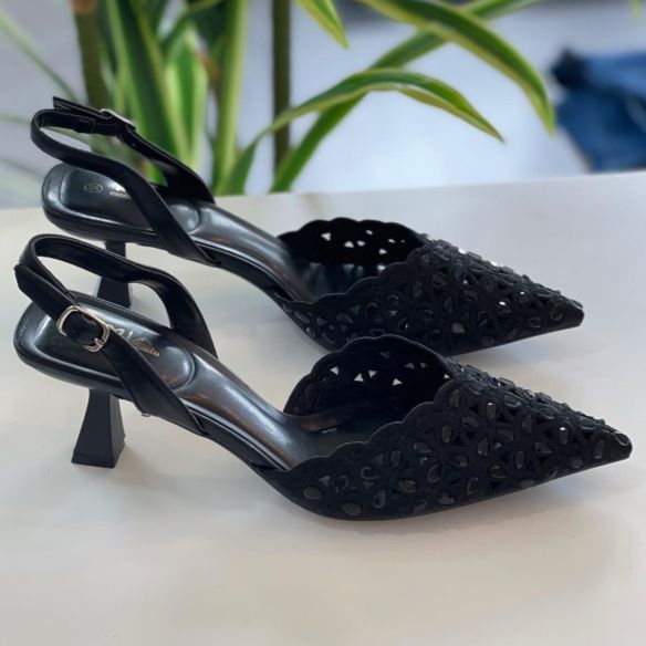 Zapato Destalonado Flores Brillos