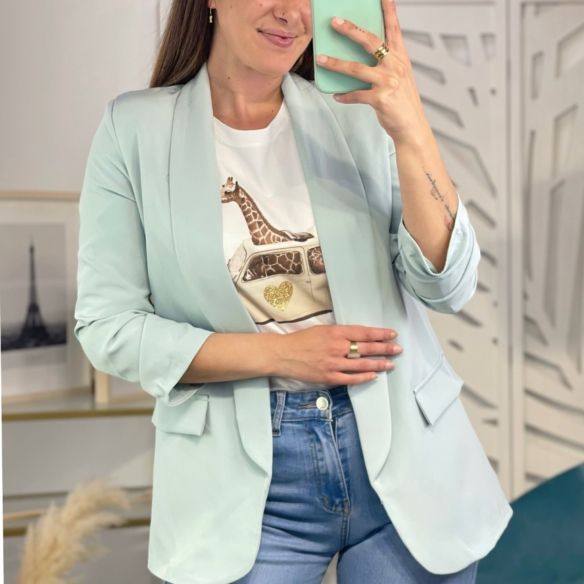 Blazer Manga Recogida - Turquesa Claro