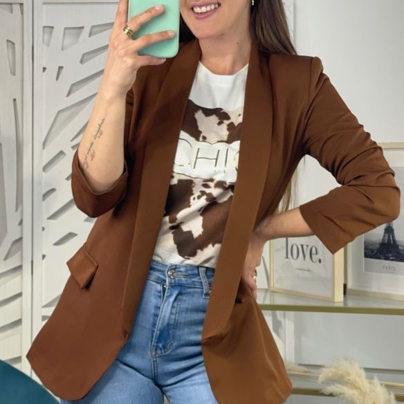 Blazer Manga Recogida - Marrón