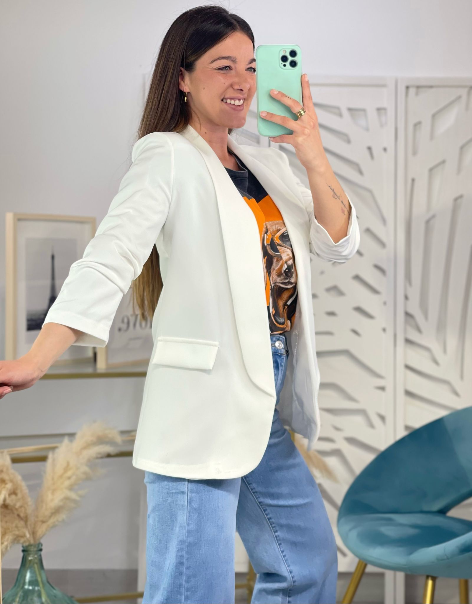 Blazer Manga Recogida - Blanca - Imagen 3