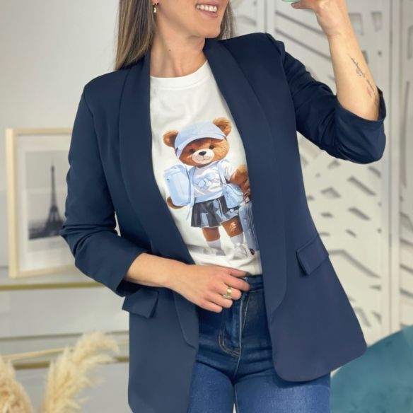 Blazer Manga Recogida - Azul Marino