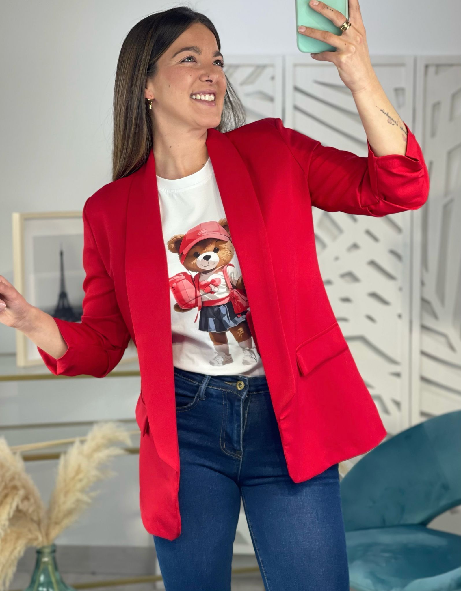 Blazer Manga Recogida - Roja - Imagen 4