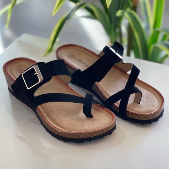 Sandalia Dedo Cruzado - Negra