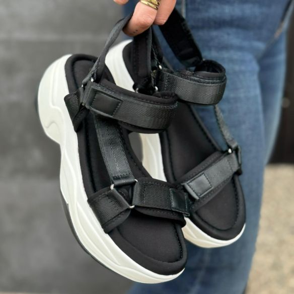 Sandalia Deportiva Doble Velcro NEW - Negra