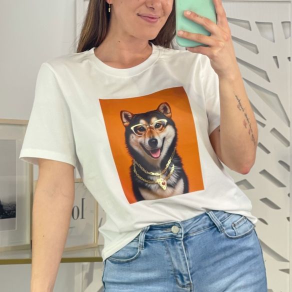 Camiseta Perro Gafas Doradas
