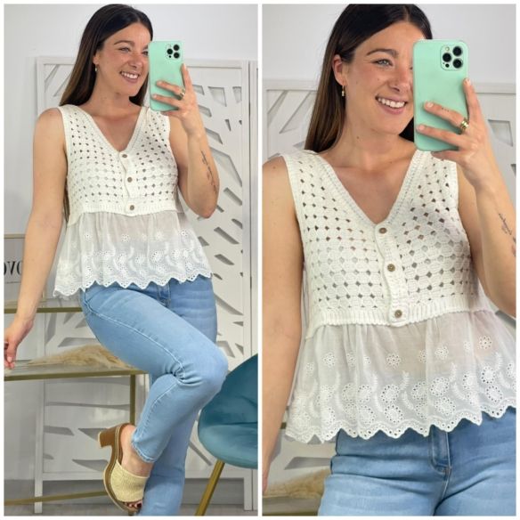 Blusa Crochet Volante