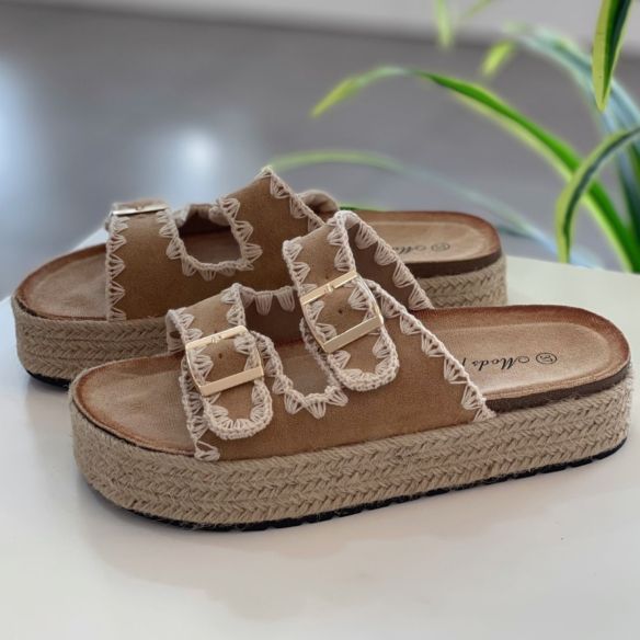 Sandalia Hebillas Doble Suela - Kakhi
