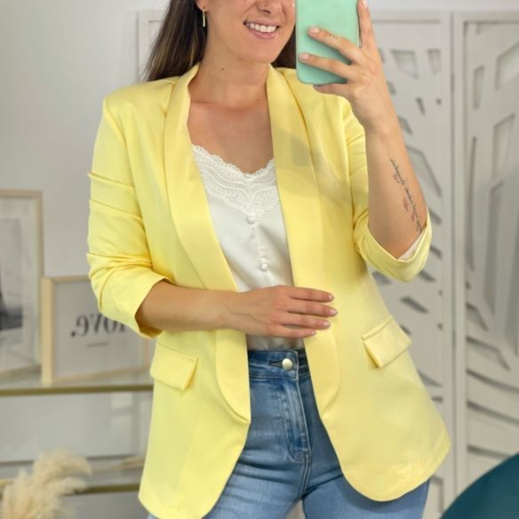 Blazer Manga Recogida - Amarillo Claro