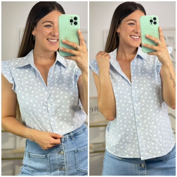 Camisa Corazones Azul