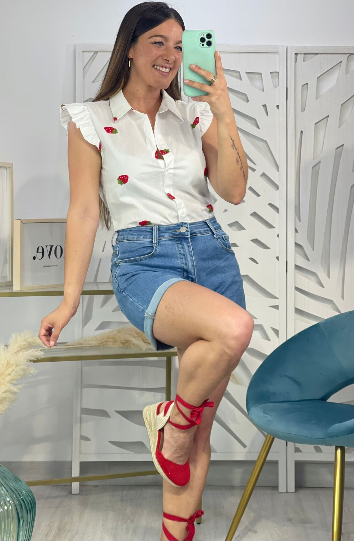 Camisa Fresas Bordadas - Imagen 4