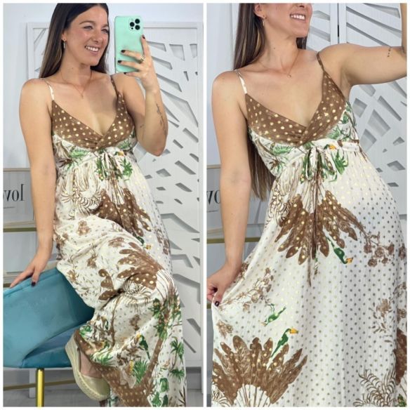 Vestido Tirantes Tropical - Marrón