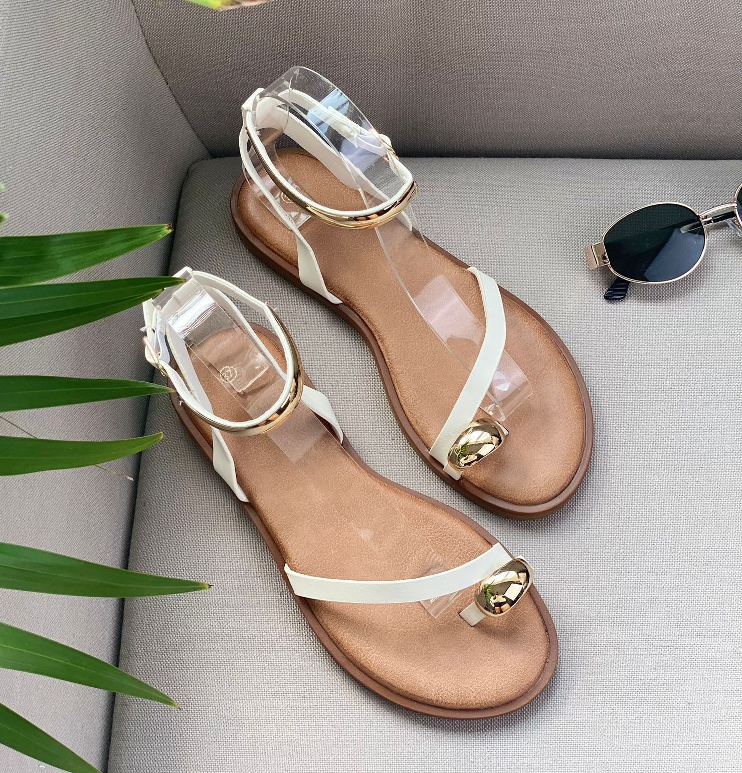 Sandalia Anillo Y Pulsera - Blanca