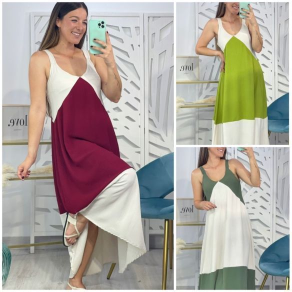 Vestido Largo Bicolor
