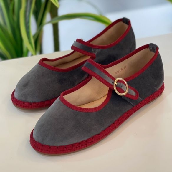 Bailarina Terciopelo Antonella - Gris