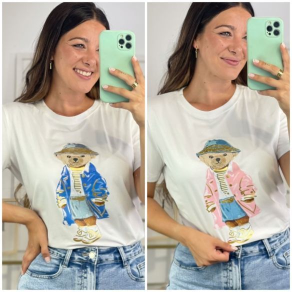 Camiseta Oso Sombrero y Corbata