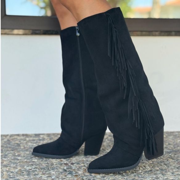 Bota Alta Flecos - Negro