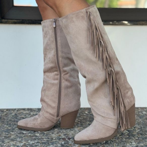 Bota Alta Flecos - Beige