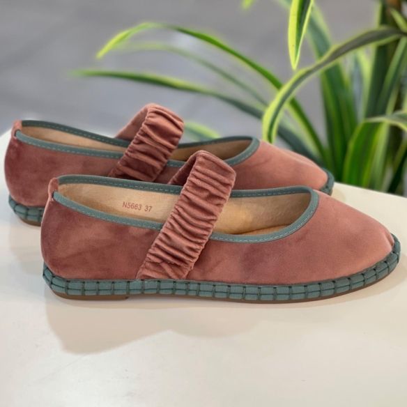 Bailarina Terciopelo Ofelia - Taupe / Turquesa