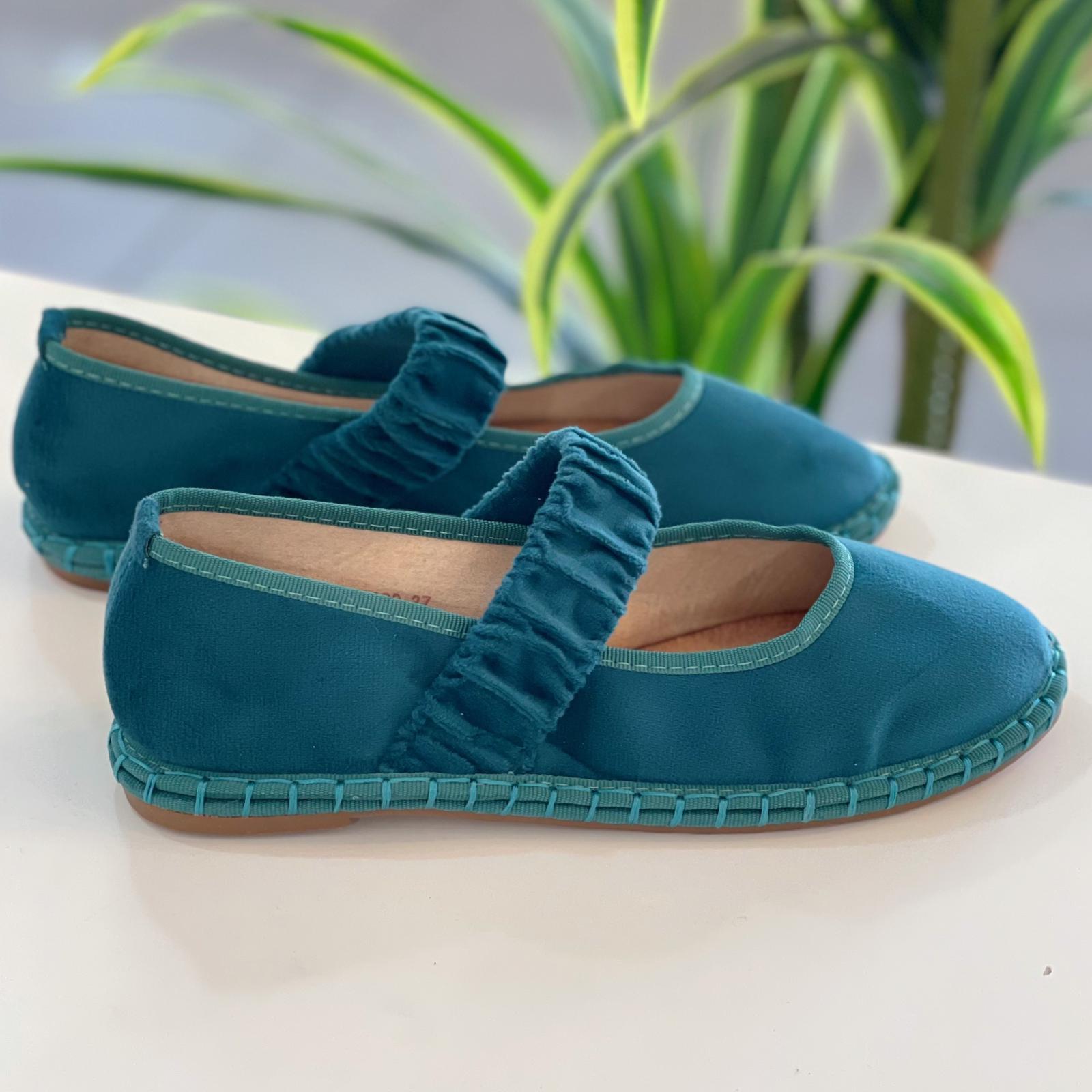 Bailarina Terciopelo Ofelia - Azul Petróleo